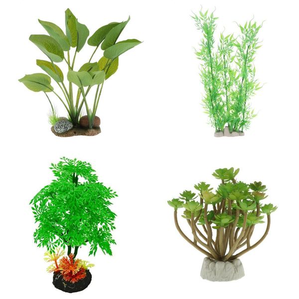 

4x reptile lifelike plants aquarium water