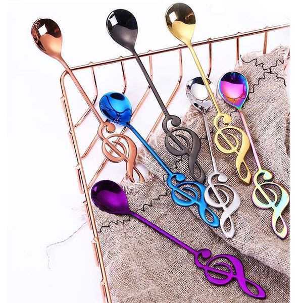 

ложка из нержавеющей стали кофейные ложки музыкальный символ перемешивание ложка чайная ложка бар ресторан кухня аксессуары xd19828