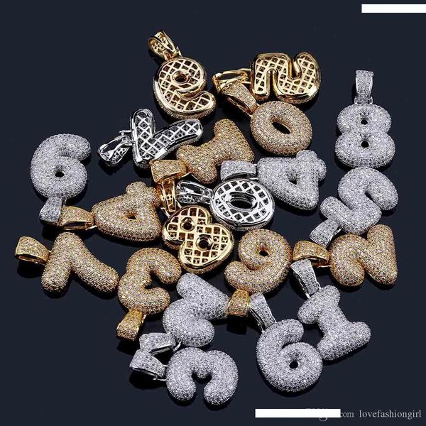 

necklace pendant jewelry glarings zircon bubble pendant necklace luxury exquisit 18k gold plated 0-9 arabic numerals necklace ln038, Silver