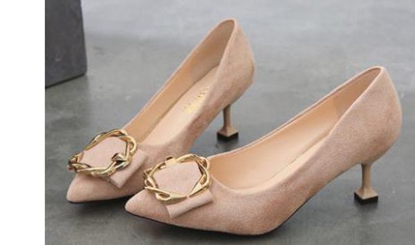 

women's shoes in spring and autumn high fine heel pointed end suede @4067, Black