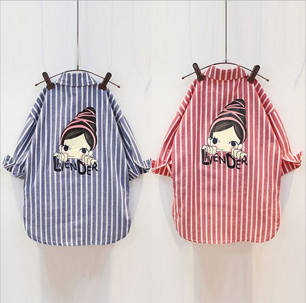 

spring and autumn new kids'and girls' shirts with korean stripes and long kids'and babies' shirts girls blouse, White;black
