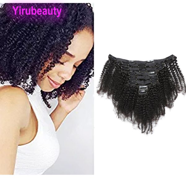 Indisches rohes reines Haar Afro Kinky Curly Clip in Haarverlängerungen Natürliche Farbclips Haarprodukte 8-24 Zoll 120 g