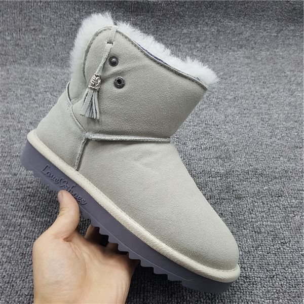 

women's shoes women's boots snow boots wool warm shoes short round head fringe fashion, Black
