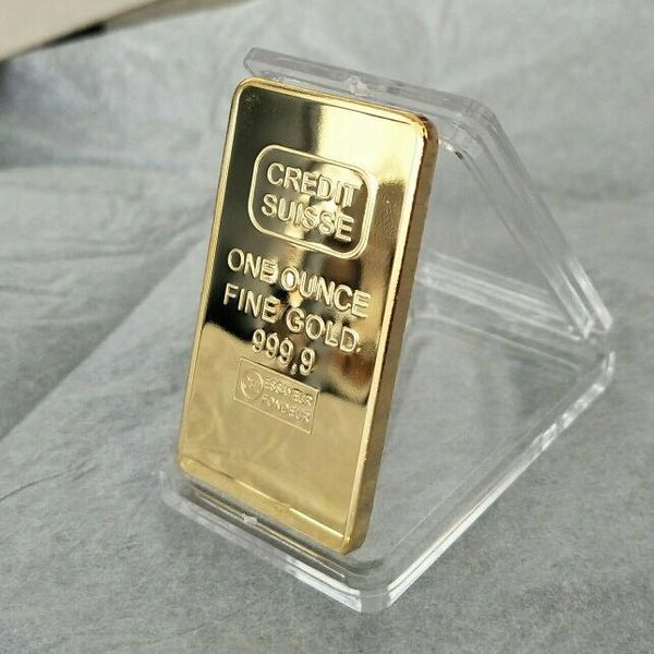 

non magnetic credit suisse ingot gold plated bullion bar swiss souvenir coin gift 50 x 28 mm with different serial laser number