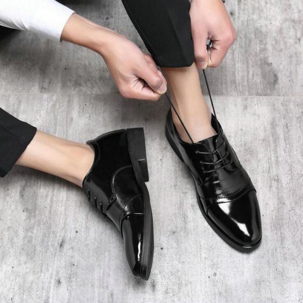 

men business dress pointy black brown oxford shoes plus size 47 pu leather fashion male formal wedding shoes ld-99