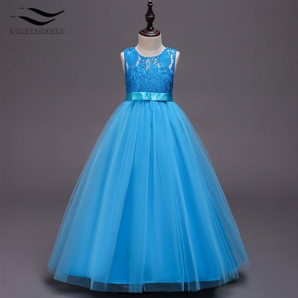 

flower girl dress for wedding party long styel lace teenage girl dress kids first communion white 2019 new, Red;yellow