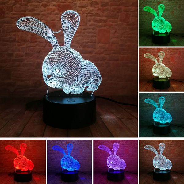 

lovely cartoon rabbit 3d led night light 7 color change table desk lamp home child bedroom decor kid birthday xmas new year gift