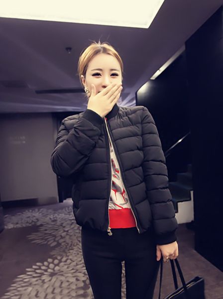 

6033 #2017 autumn and winter japanese korean new style short thin down feather cotton overcoat a generation, Blue;black