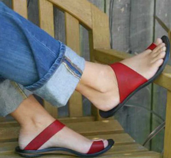 

sandals slip on open toe flat heel sandals vintage shoes woman mid heels sandalias slippers slides mujer sapato feminino e2013, Black