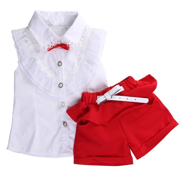 

infants toddler clothing summer kids baby girls lace floral shirt+short pants outfits clothes set twinset outfits 2pcs 2-6y, Pink;blue