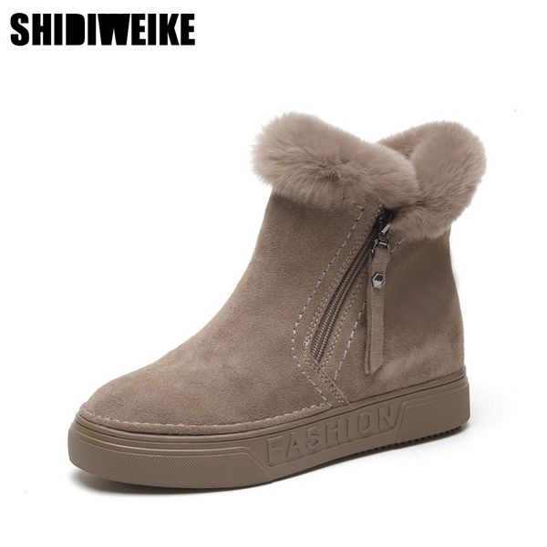 

зимний теплый снег замша кожа обувь 2019 плюс размер клинья покрытием женщины boots t200106, Black