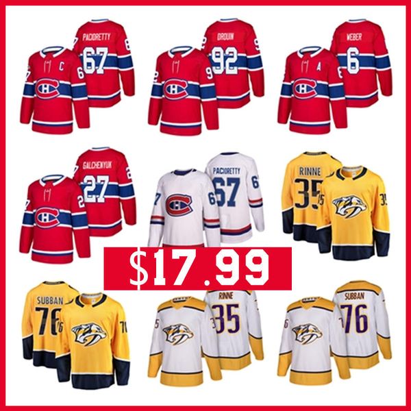 

Nashville Predators 35 Pekka Rinne 76 P.K. Subban 92 Jonathan Drouin 27 Alex Galchenyuk 67 Max Pacioretty Montreal Canadiens Hockey Jerseys