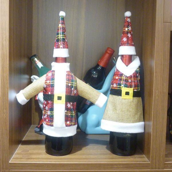 

christmas wine bottle covers decorations ornaments home gift bag long skirt deskdecor for l party supplies 2pcs/set