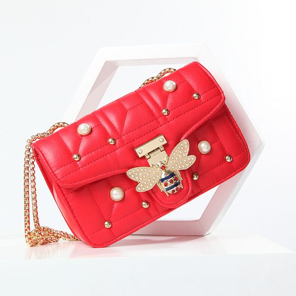 

new ins super fire design bag female 2020 fashion luxury bee bag mini designer diamond chain crossbody bag
