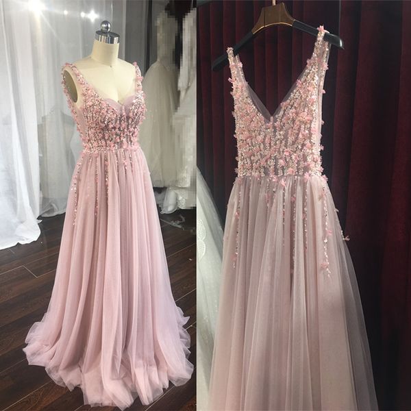 

sexy формальные вечерние платья глубокий v-образным вырезом dusty pink элегантные вечерние платья с 3d цветы основные бисероплетение цветочн, Black;red