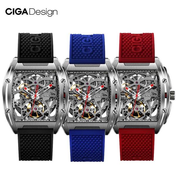 

dropship original men's watch ciga design ciga watch z series watch barrel double-sided automatic skeleton mechanical original 301392, Slivery;brown
