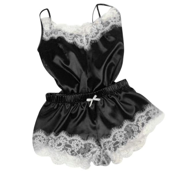 

lingerie women silk lace casual loose solid sleeveless babydoll nightdress nightgown sleepwear summer clothes, Red;black