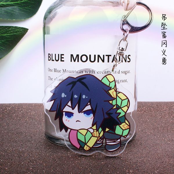 

demon slayer keychain acrylic chain for pants womans key chain men pendant key ring metal jewelry llaveros nene yashiro, Silver