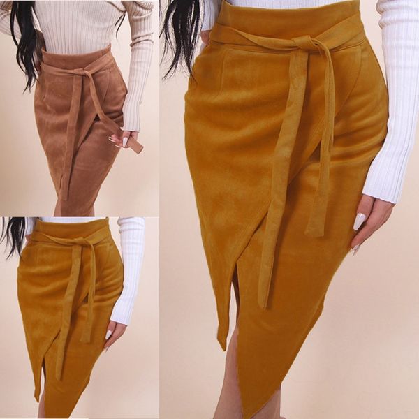 

women's new deer velvet bag hip skirt solid color irregular lace skirt, Black