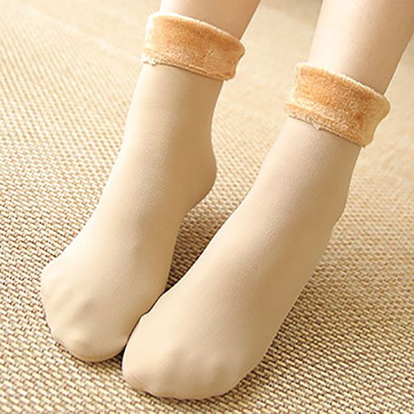 

2pcs women ladies winter plus velvet thick socks warm snow socks casual tube floor, Black