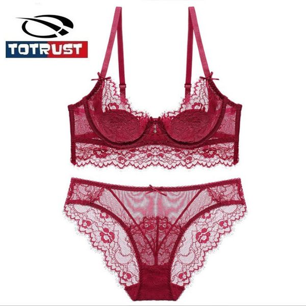 

ladies lace bra set 2020 new elegnt slim women bra set padded lace bow women underwear lingerie, Red;black