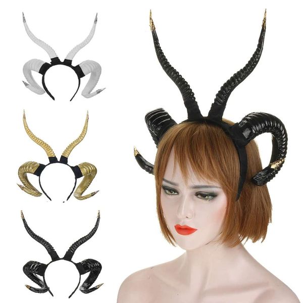 

handmade sheep horn headband hairband christmas party accessory demon evil gothic cosplay halloween headwear prop