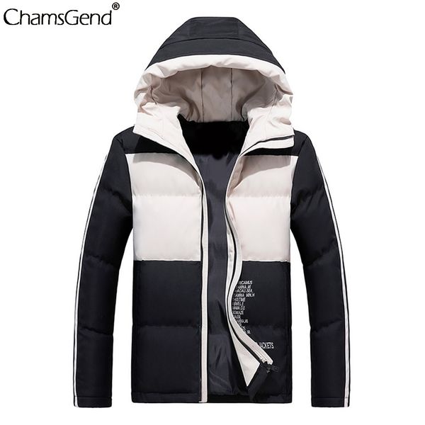 

chamsgend winter hooded jacket men casual cotton padded thick jackets slim fit parkas long sleeve outerwear men's warm coat 6xl, Black