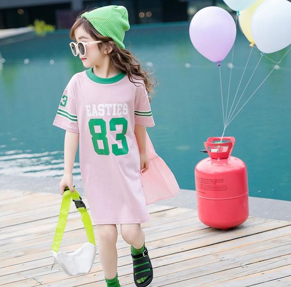 

лето девочек отдых футболка платье новой корейские мод супер иностранной детской летнее платье детской принцессы юбка, Red;yellow