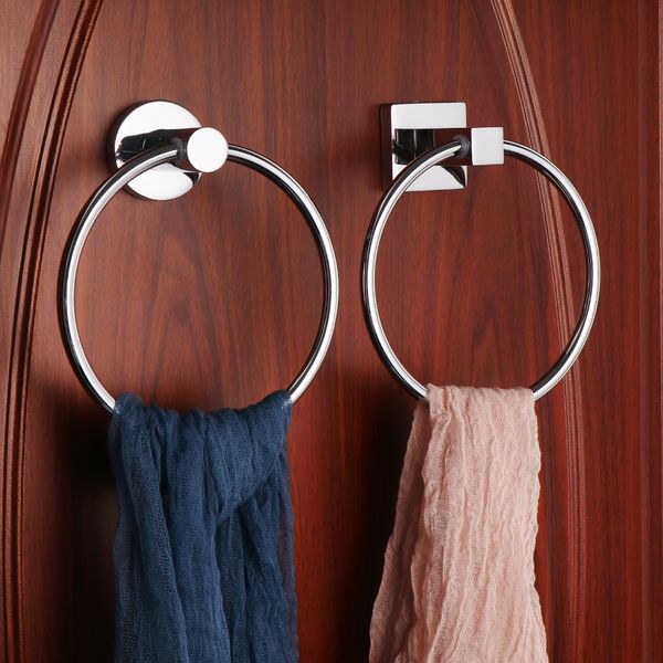 

stainless steel round/square towel rail ring holder storage shelf rack hanger bathroom bracket home organizer supplies