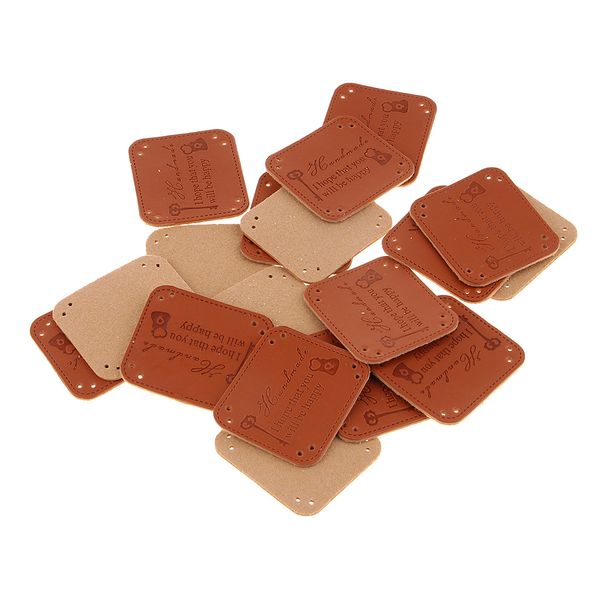 

20pcs pu leather tags labels for sewing clothes patches diy handmade crafts, Black