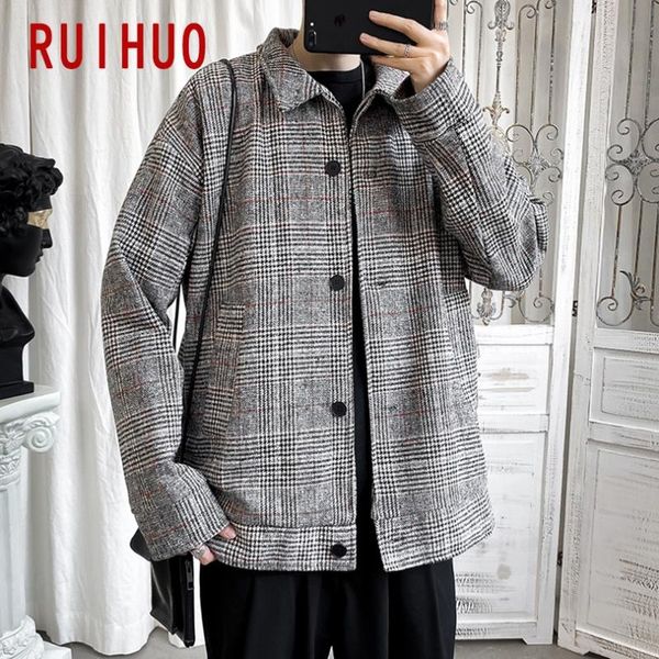 

ruihuo 2020 new spring striped casual jacket men coat brand slim fit windbreaker jacket mens coats fashion outwear m-2xl, Black;brown