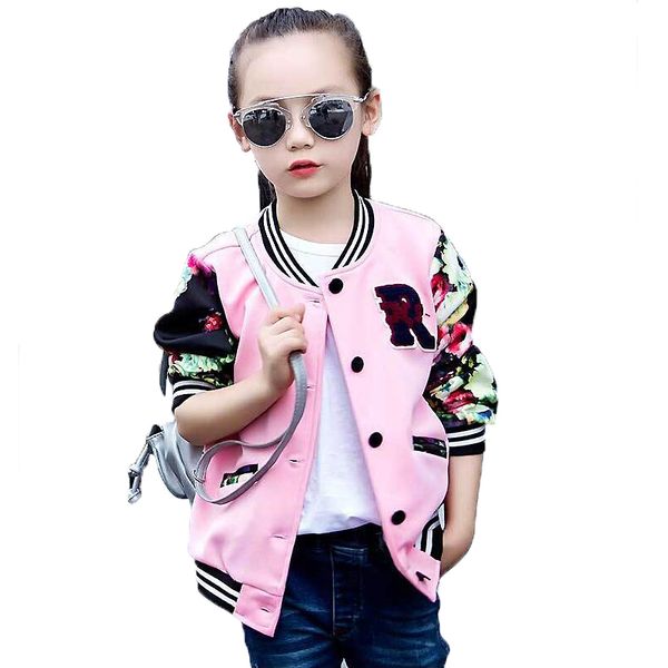 

big girls bomber jackets fashion autumn 2018 children clothing cotton single breasted cardigan jacket kids blazer sports coat, Blue;gray