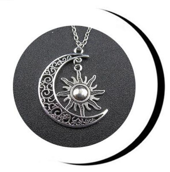 

2020 women ladies sun goddess ice and fire pendant necklace hanging sun and moon fashion jewelry gift to beloved, Silver