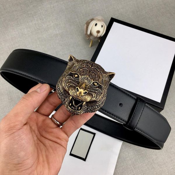 

fashion dark tiger head designer belts luxury belts for mens womens stylish belt casual smooth buckle width 38mm with package, Black;brown