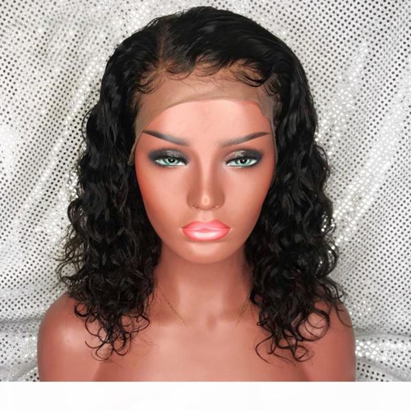 

парик фронта шнурка глубокой волны pre щипкового hairline glueless полного шнурок человеческих волосы девственницы перуанские lacefront пари, Black;brown