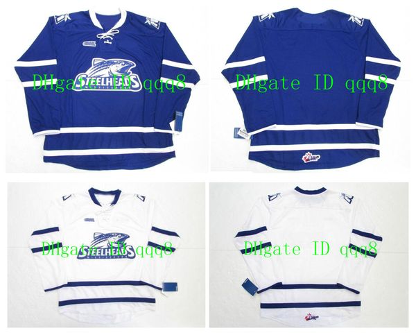 

ohl mississauga steelheads jerseys blue white custom any name number 100% stitching custom hockey jerseys, Black;red