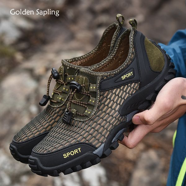 

golden sapling breathable hiking shoes men summer air mesh soft rubber trekking men's sneakers mountain climbing sport shoes man