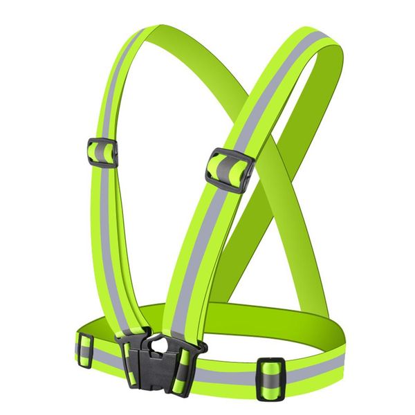

adjustable reflective safety vest outdoor running cycling vest harness reflective belt safety jacket for men women, Black