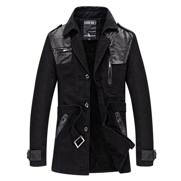 

men 2019 new pattern autumn winter cashmere high-grade warm single breasted trench coat/men's fashion casual jackets men's coat, Tan;black