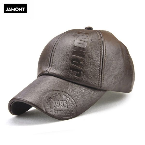 

jamont 2018 winter cap pu leather baseball cap men snapback hat casquette gorras para hombre mens trucker, Blue;gray