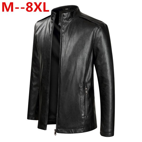 

plus size 10xl 8xl 6xl 5xl 2018 new arrival leather jackets men outwear solid casual men's coats autumn & winter homme pu jacket, Black