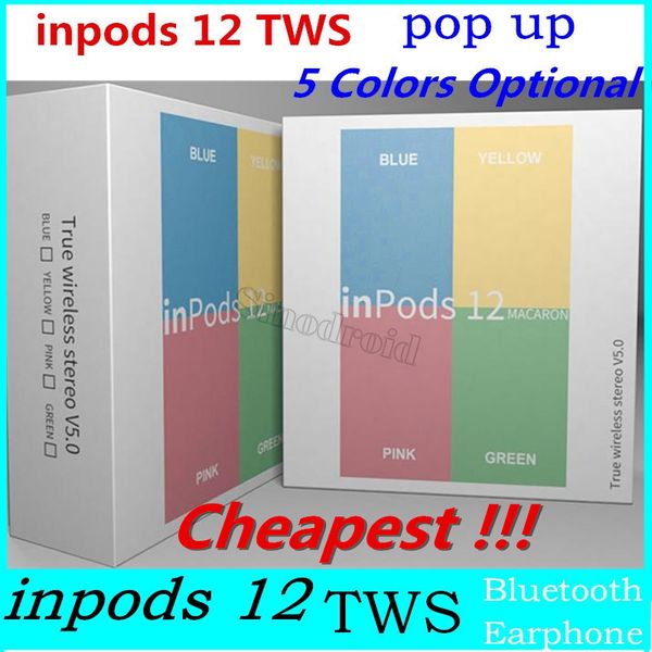 

pop-ups window colourful inpods12 tws true headphones wireless stereo inpods 12 earbuds touch earphone with charging box for iphone xr