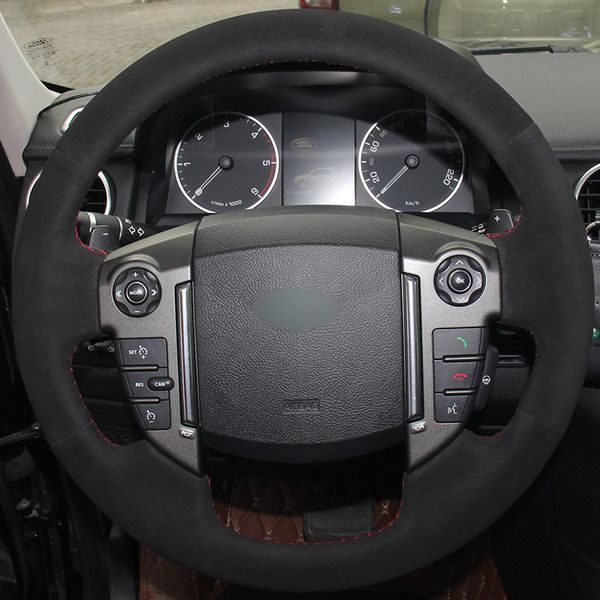 

black suede car steering wheel cover for land rover discovery 4 2010-2016