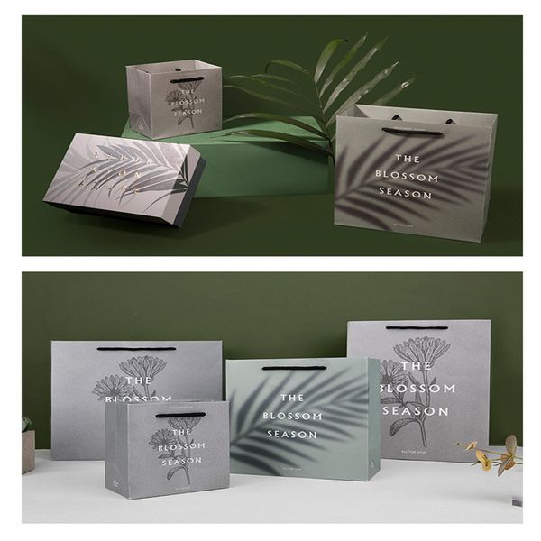 

5pcs leaf design shopping bags ins style paperboard bag beauty popular selling package four size custom wedding gift protection