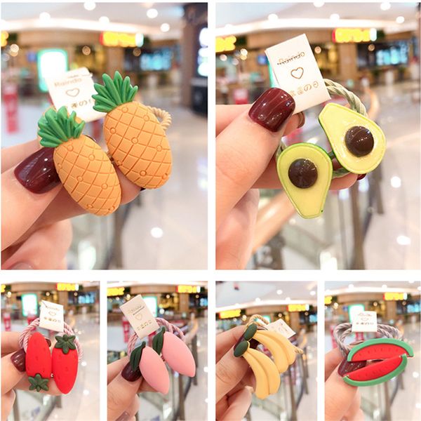 

группы cute kids fruit hairbands арбуз бананы принцессы головной убор дети упругие волосы канаты моды девочек аксессуары для младенцев headd, Slivery;white