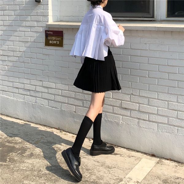 

female 2 piece outfits skirt sets harajuku girl loose white shirts&pleated skirt suits sweet two pieces sets women dress