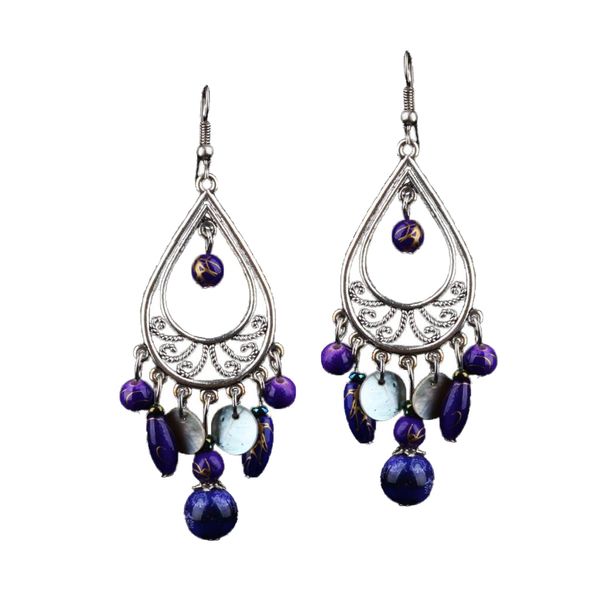 

fashion women's bohemian beads tassel dangle drop earrings purple, Golden