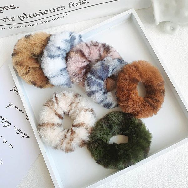 

ins leopard girls hair scrunchies fur children scrunchies princess girls hairbands boutique hair accessories for girls hairbands a9612, Slivery;white