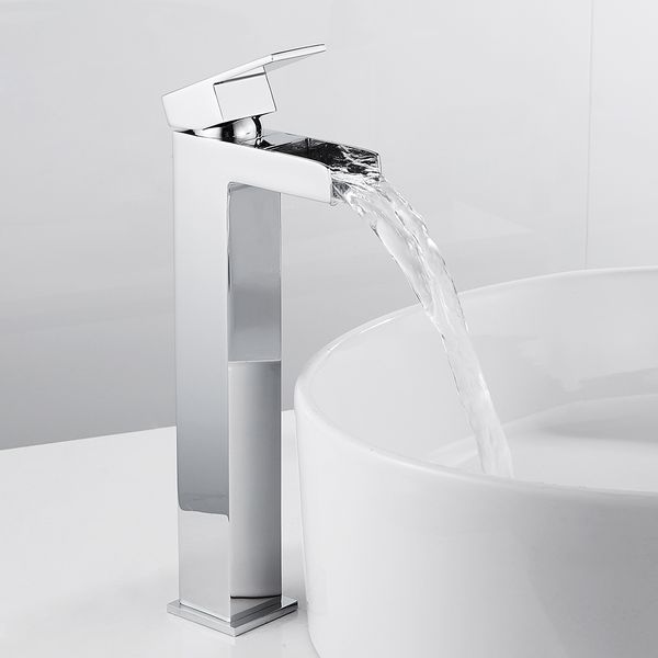 2019 Basin Faucet Mixer Taps Bathroom Sink Tall Chrome Waterfall Bathroom Faucet Vanity Vessel Sinks Mixer Tap Cold And Hot Water From Beijiguang719