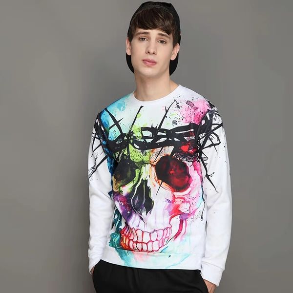 

halloween luxury mens designer hoodie sweatshirts autumn winter 3d print skull sweatshirt men skeleton sports streetwear clothing gift s-xl, Black